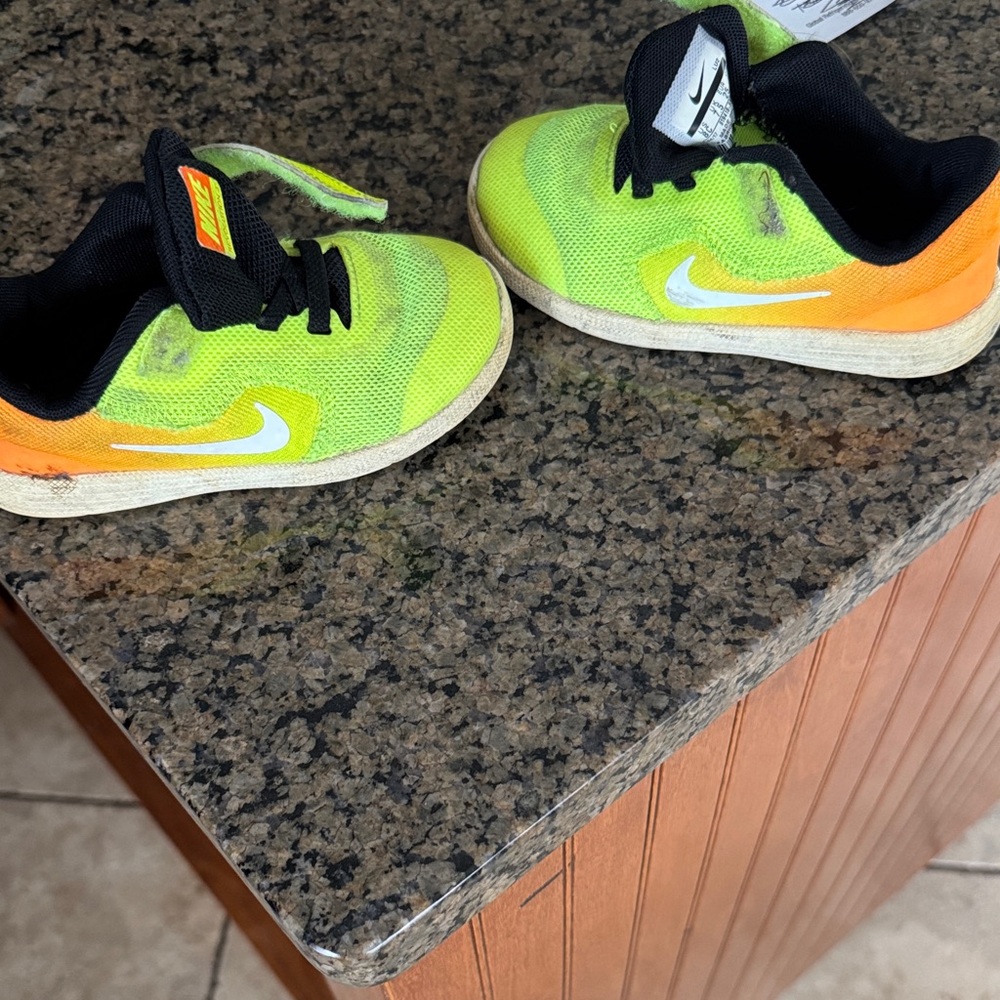 Nike Kids' Vibrant Green and Orange Sneakers